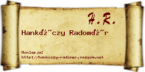 Hankóczy Radomér névjegykártya